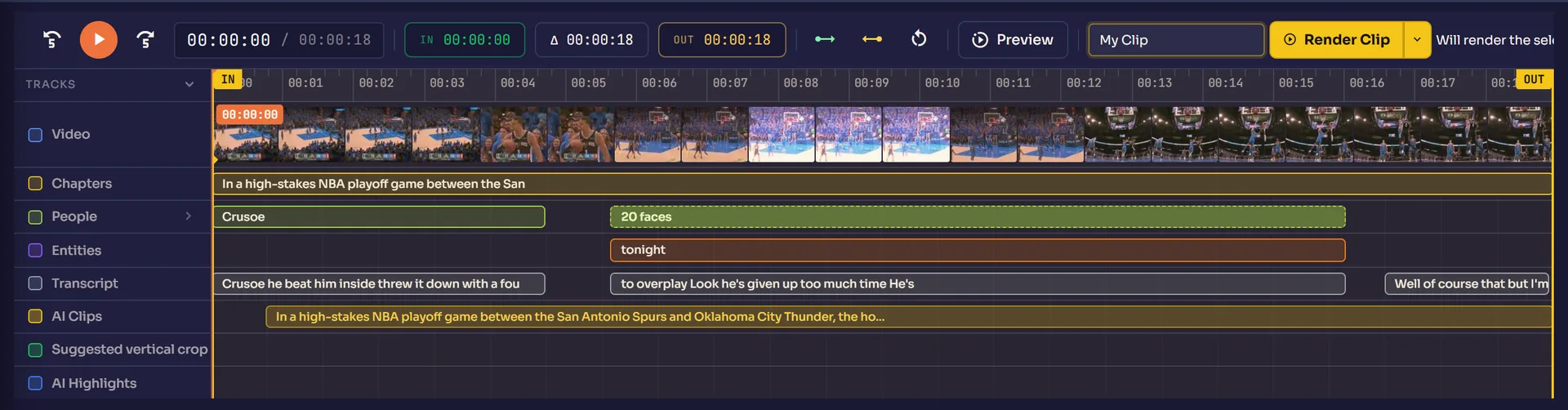 Live ingest and highlights